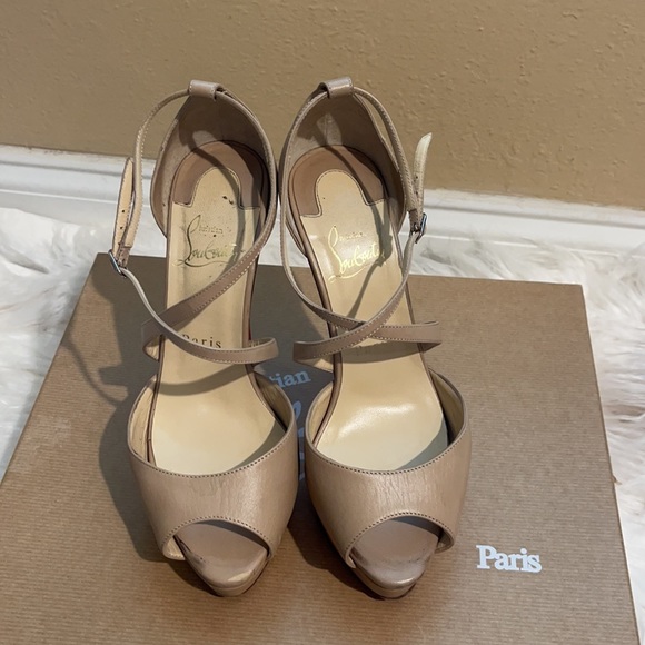 Christian Louboutin Cross Me 150 Kid Nude Pumps 36 - Picture 3 of 9